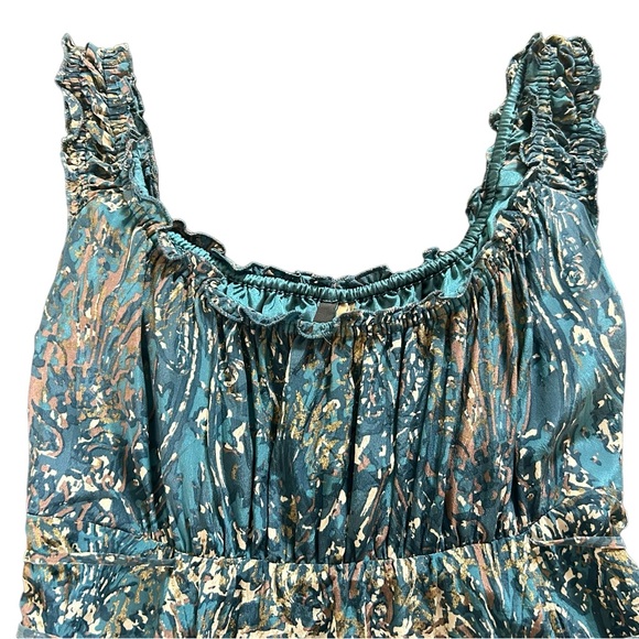 Tahari Empire Waist Sleeveless Dress Blue Print 100% Silk - Picture 3 of 5